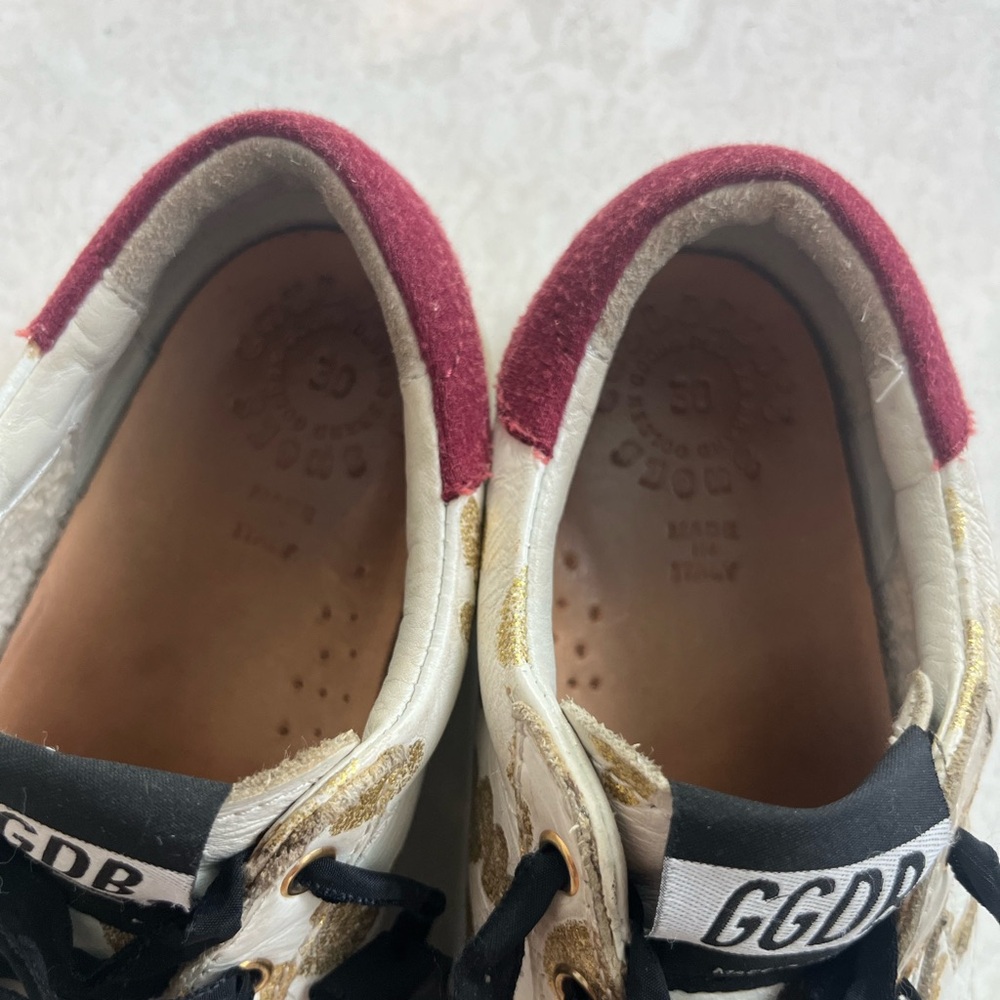 GOLDEN GOOSE DELUXE BRANS Girls Gold White Leather Trainers Sneakers (size 30) - Picture 7 of 7
